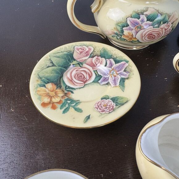 Hour Of Power Genuine Bone China Tea Set Service Pot Creamer Sugar Bowl Cups - Picture 3 of 12